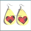 Other Pu Leather Earrings Teardrop Hollow Love Heart Shaped Dangle Earring For Women Girls Fashion Jewelry Valentines Day Gift U43Fa Dhace