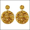 Andere kleuren Bling Pailletten Ster Oorbellen Ronde Sieraden Acryl Hars Dangle Drop Earring Voor Dames Mode Accessoires M383Y F