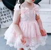 Flicka klänningar barn boutique kläder små flickor spanska rosa spets baby spanien lotia frocks spädbarn yjj004