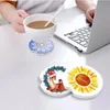 UPS NEW Sublimation Céramique Car Coaster Cups Mat Pad Thermique Bumpers Blanc Blanc Transfert de chaleur absorbe l'eau Cup Coasters avec Finger Notch Easy Removal Holder Accueil