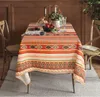 Table Cloth Trendy Boho Ethnic Linen Tablecloth Kitchen Outdoor Picnic Mat Dustproof Rectangular Party Decor