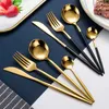 Dinware sets 24 stks gouden set roestvrijstalen tafelwerk mes mes vork lepel flatware vaatwasser veilig bestek cadeau