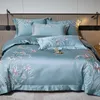 Ensembles de literie de luxe Style chinois broderie coton égyptien ensemble doux soyeux housse de couette drap plat ou taie d'oreiller ajustée