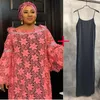 Etniska kläder md afrikanska spetsklänningar kvinnor plus storlek boubou party dashiki outfit två bit set lady klänning mus musulmane longue mode