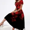 Party Dresses Spring Black Dress Female Summer Beach Casual Elegant Breathable Long Woman Printing 3d For WomanParty