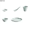 Pratos chineses de utensílios de mesa de cerâmica em cerâmica de cinco peças/prato/tempero prato/prato/colher criatividade de louça de cozinha em casa conjunto de café da manhã prato