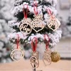 Noel dekorasyonları 6pcs/lot ahşap süs beyin lazer içi boş ağaç asılı etiketler kolye dekoru neşeli