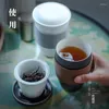 Cups Saucers Tea Cup With Cover Strain Ceramic Office Strainer Portable Travel