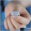 Band Rings Arrived Fl Cz Stone Paved Heart Charm Ring With Gold Sier Plated For Women Men Wedding Party Jewelry Drop Delivery Dhryo