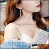 Stud Crystal Geometric Long Dangle oorbellen voor vrouwen 925 Sterling Sier Naald Koreaans eenvoudig als Valentijnsdag Giftz Drop levering JE DHLG2