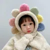 Hats Cute Flower Ears Baby Hat Soft Plush Warm Infant Boys Girls Cap Short Hooded Children Scarf Kids Stuff For 1-5 Y