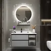 Set di accessori per il bagno con piastra in pietra, mobiletto da bagno integrato, lavabo combinato