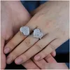 Band Rings Arrived Fl Cz Stone Paved Heart Charm Ring With Gold Sier Plated For Women Men Wedding Party Jewelry Drop Delivery Dhryo