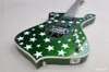 LvyBest Incomum Shape Green Body Electric Guitar com hardware cromo Sistema de tremolo de hardware de pau -rosa fornece servi￧os personalizados