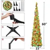 Decorações de Natal Jeyl Tinsel Tinsel Trees Fácil Montagem Reutilizável Lápis Artificial Recolhida Slim Tree com lantejoulas brilhantes Sta de plástico