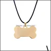 Collane con ciondolo Collana con targhetta per cani per gatti in acciaio inossidabile Collana con collari per cuccioli in osso carino Accessori Gioielli Pendenti con consegna a goccia di moda Dhhnk