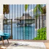 Curtain Customized Size Luxury Blackout 3D Window Curtains For Living Room Balcony Seaside