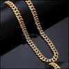 Hänge halsband fl diamant hip hop bling män kvinnor smycken kedjor halsband guld sier kubansk länk kedja gåva m026f z drop leverans pe dhug5