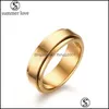 Pierścienie zespołowe spersonalizowany pierścień spinner 6mm ze stali nierdzewnej złoto dla mężczyzn obrotowe weselne walentynki biżuteria mody prezentz upuść del dhhir