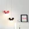 Pendant Lamps LED Modern Children Room Pink Black Creative Cartoon Boy Girl Bedroom Bedside Suspension Lights Study Reading Lamp