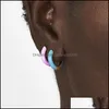 Hoop Huggie Design Mticolor Enameled Ear Cuffs For Women Summer Copper Mini Drop Oil Circle Earring Jewelry Delivery Earrings Dhgoi