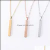 Pendant Necklaces Engraving 3D Bar Name Necklace Personalized Text Mes Simple Design Women Customized Dangle Cuboid Stick Stainless Dh3Fu