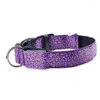 Colliers pour chiens Fournitures pour animaux de compagnie Collier imprimé léopard dans une variété de couleurs au choix Ceinture flash LED Spotted Road Night Bright Col