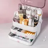 Storage Boxes White Makeup Organizer Portable Drawer Compartment Cosmetics Box Waterproof Large Capacity Make Up
