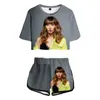 Dames t shirts wamni aitana ocana tweedelig set damesmeisjes korte mouwen 3D cosplay shorts navel elastisch pak casual 2