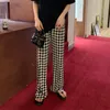 Spodnie damskie capris hzirip czarny houndstooth cienki kobiety szczupłe fałdy zwykłe High Street 2023 Vintage Summer Office Lady Loose Workwome