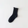 Women Socks 1 par Pure Cotton Tube Harajuku Style Trend Breattable Japanese Solid Color Fashion Women's