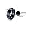 Band Rings 8Mm Rotatable Basic Ring For Men Black Stainless Steel Casual Male Stylish Punk Jewelry Drop Delivery Otmdv