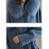 Women's Trench Coats Women Winter Fashion Fur Collar Faux Wool Jacket Female Hooded Korean Long Warm Woolen Coat High Quality Ladies