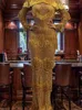 Stage Wear Realflashing cekiny Gold Fringe Tassel African Długie sukienki Urodziny Świętu Zakończ kolację Bankiet Tancerz PROM TANCER