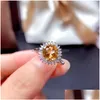 Bagues de cluster Lovers Bijoux Aventurine naturelle pour femmes S925 Couleur Sier Redimensionnable Bizuteria Anillos de Pure Gemstone Ring Femelles Dh2Dz