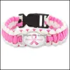 Bedelarmbanden borstkanker jagers Fighter Awareness vrouwen roze geel lint hoop polsbandjes armband voor mannen mode buiten sport druppel otdxm