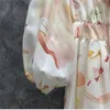 Casual Kleider Lange Maxi Kleid 2023 Frühling Sommer Mode Stil Frauen Drehen-unten Kragen Bogen Deco Aushöhlen Sexy Laterne hülse Böhmischen