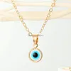 Pendant Necklaces Fashion Colorf Evil Eye Necklace Resin Blue Eyes Choker Drop Delivery Jewelry Pendants Dhaqj