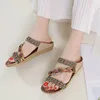 Zapatillas mujer plana flor strass sandalias damas punta abierta playa mujer estilo bohemio moda Primavera Verano 2023