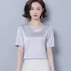 Women's Blouses Black White Basic Wild OL Style Artificial Silk Blouse Tops 2023 Women Casual Vintage Half Sleeve Acetate Satin Shirts