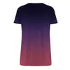 T-shirts pour femmes T-shirt d'été Femmes Casual Col rond Manches courtes Gradient Print Twist Long Cotton Athletic Tops