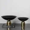 Placas Luxuros Black Gold Double Double Compote Stainless Fruit Plate