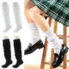 Mulheres Socks Boots Logo Pilha de cor sólida cor branca Elefante de elefante Bubble Knee Japanese High School Girl Costumes