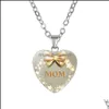 Pendant Necklaces Mom Ever We Love You Mama Glass Heart Shape Pendants Necklace For Women Fashion Mothers Day Jewelry Gift Drop Deliv Otwpe