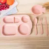 Juegos de vajilla PP 5 Unids/set Plato de Bebé Bandeja Niños Niños Frutas Alimentación Pratos Cuchara