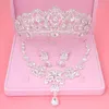 Necklace Earrings Set Luxury Crystal Wedding Bridal Tiara Crown Earring Bride Women Pageant Prom Jewelry Hair Ornaments