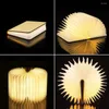 Bordslampor Z20 Portable 3 Färger 3D Creative LED Book Night Light Wood USB Raddbar magnetisk vikbar skrivbordslampa Heminredning