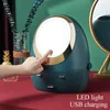 Boîtes de rangement Portable LED Boîte Maquillage Miroir Tiroir Type Anti-Poussière Étanche Bijoux De Bureau Soins De La Peau Cosmétique Organisateur