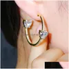 Dangle Chandelier Beaqueen Brilliant Double Side Big Heart Cut Green Purple Crystal Round Circle Hoop Earrings Cubic Zirconia Wome Dhq1M