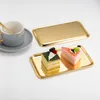 Tallrikar Special Small Rectangle Servering Tray SUS304 Rostfritt stål för köksbadrum 8 x 4,5 tum guld